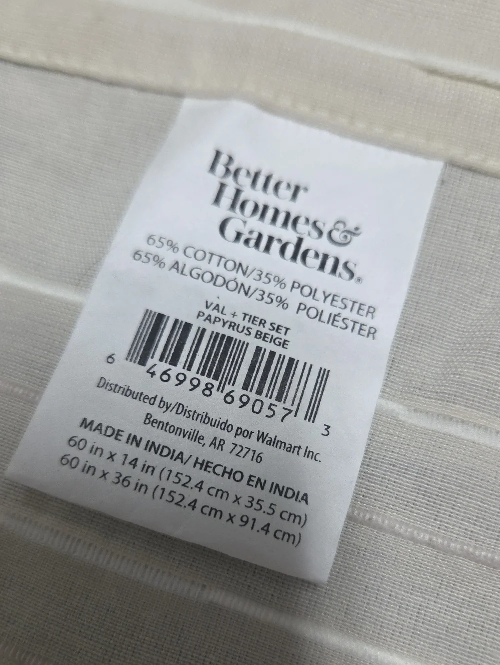 Better Homes And Gardens Neutral Cream Striped Curtain Panel Topper